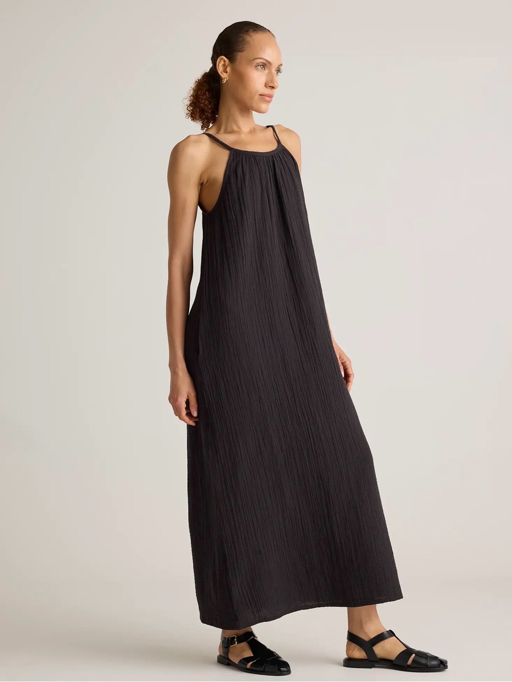 Zara Gauze Black Maxi Dress
